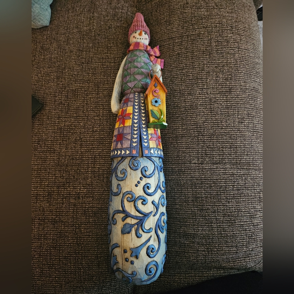 Jim Shore Heartwood Creek Winter Roost Snowman AS IS